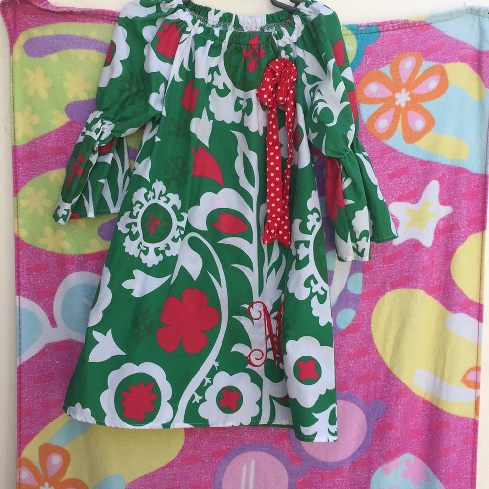 little girls boutique dress with’M’monogrammed